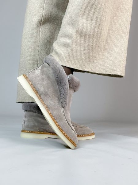 Зимові лофери черевики Evromoda замшеві сірі М 812 фото