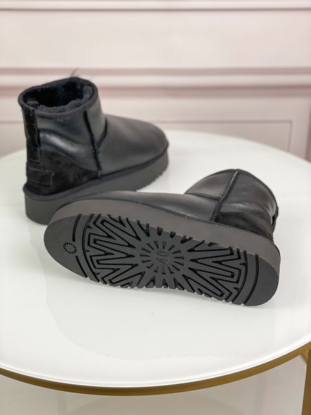 Уги Magnolya кожаые на платформе черные большие размеры М850 фото