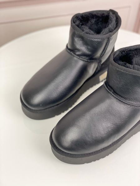 Уги Magnolya кожаые на платформе черные большие размеры М850 фото