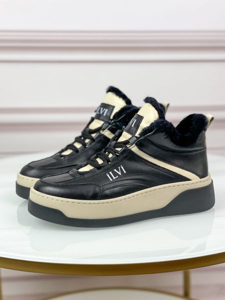 Зимние ботинки Ilvi кожаные на платформе черные М823 фото