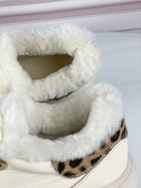 Зимние кеды Phany кожаные на платформе бежевые М 859 фото