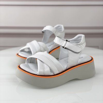 Босоножки Evromoda кожаные на платформе белые Б 1026 фото
