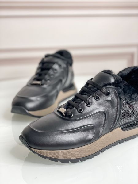 Зимові кросівки Evromoda шкіряні чорні великі розміри 39 М876 фото