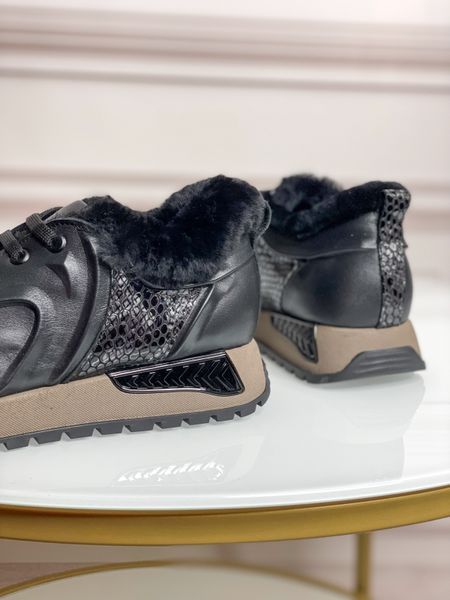 Зимові кросівки Evromoda шкіряні чорні великі розміри 39 М876 фото