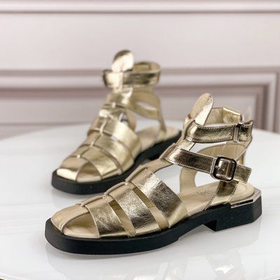Босоножки Guero кожаные на платформе золотіе большие размеры Б 1046 фото