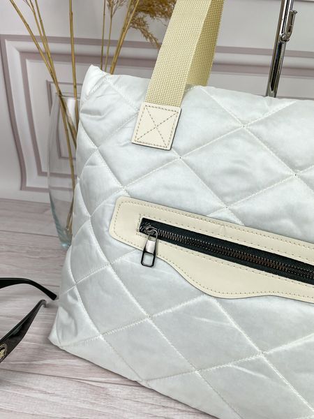 Женская сумка шоппер стеганая белая 4239БЛ фото