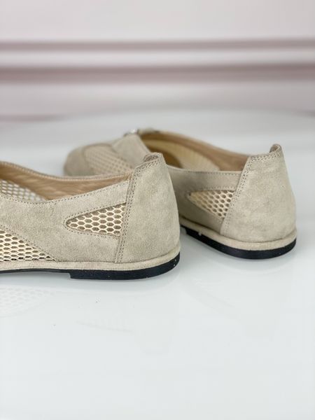 Туфлі Evromoda замшеві з сіткою бежеві великі розміри 38 Т989 фото